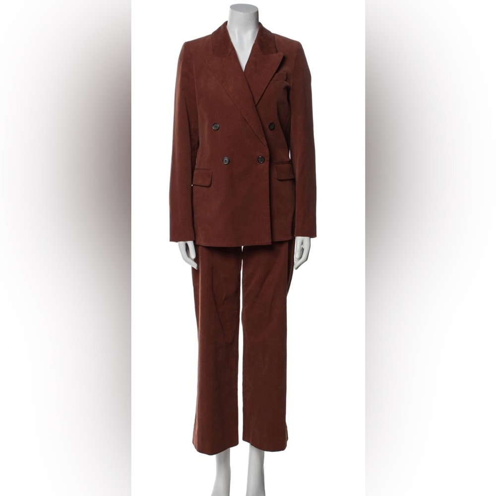 ARGENT Women’s two piece pant suit xs brown suit oversized wide leg corduroy